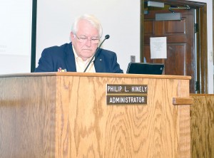 Former County Administrator Phil Hinely during a July 2013 meeting.