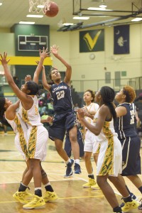 Lauren Harley puts up a fade-away jumper in the lane. (Photo/Kristy Kimball Massey)
