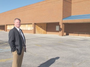 State Sen. Creighton Coleman outside the future home of the IGA grocery store in Winnsboro. (Photo/Barbara Ball)