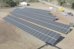 An overhead view of the Fairfield Electrical Cooperative’s new solar array. (Photo/Walter Allread)