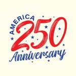 America 250th Anniversary hand drawn lettering vector illustration to celebrate Independence Day of America on 4th July. USA 250 years anniversary logo for banner, poster, template, greeting card.